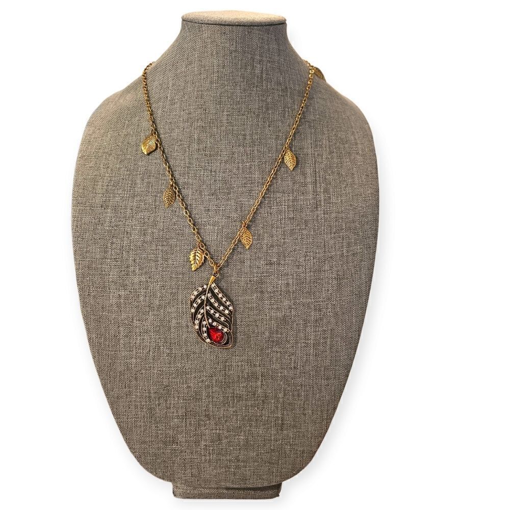 Amrita Singh Antique 18k Gold-Plated Brass Peacock Feather Pendant Necklace - Picture 4 of 11